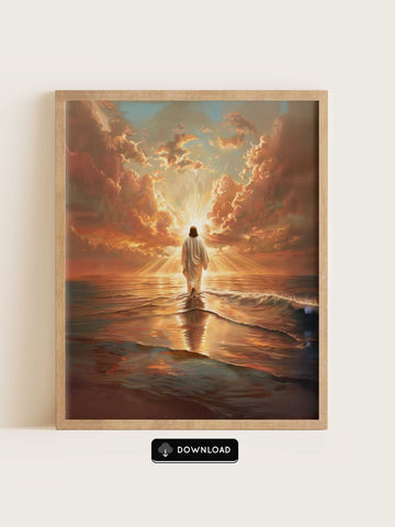 Jesus Walks on Water – Sunset Glow