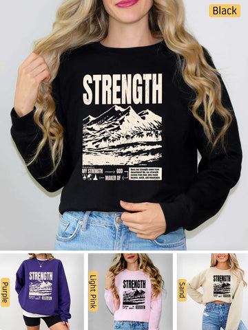 Strength, I Lift My Eyes to the Mountains - Psalm 121: 1-2 - Medium-heavyweight, Unisex Sweatshirt