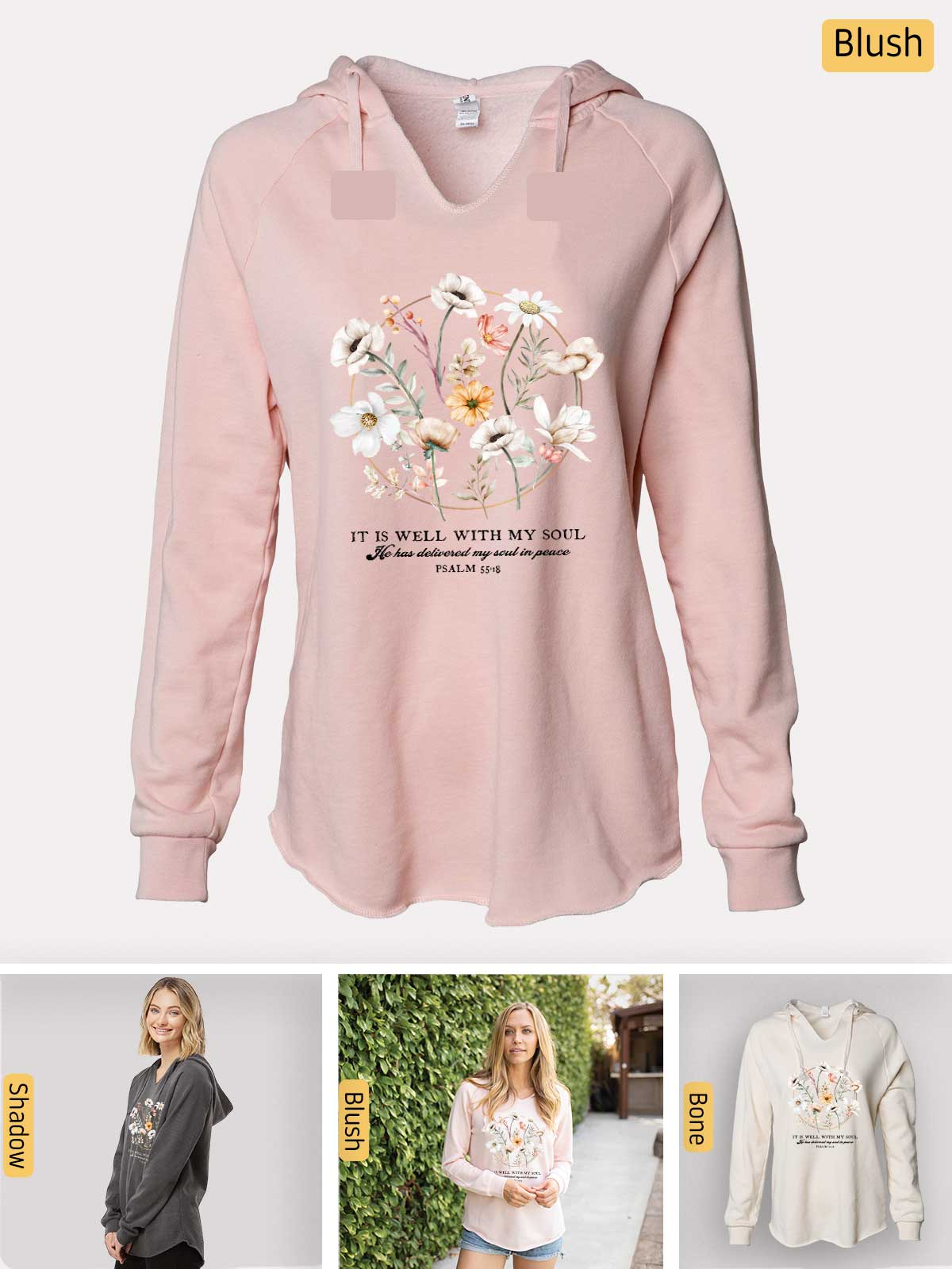 a women's hoodie with a picture of flowers on it