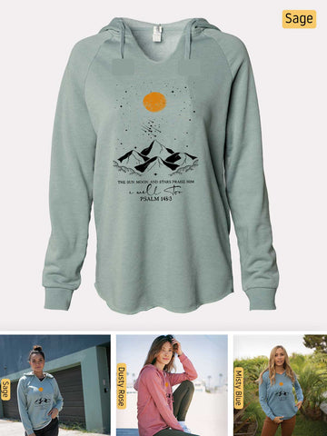 Made to Worship - Psalm 148:3 - Lightweight, Cali Wave-washed Women's Hooded Sweatshirt