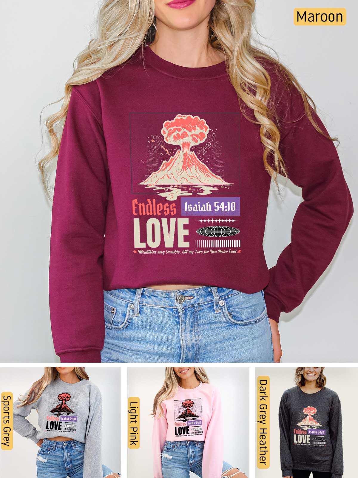 a woman wearing a sweatshirt with the words love on it