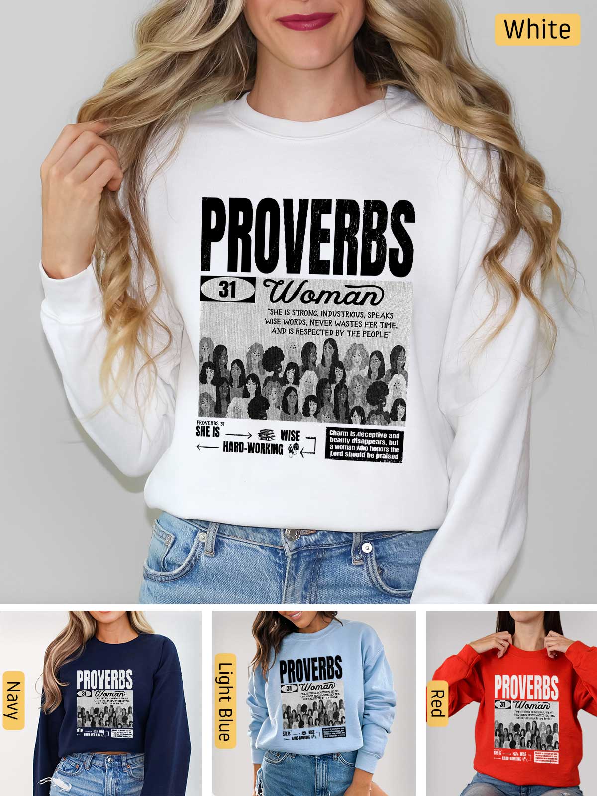 a woman wearing a sweatshirt with the words provers on it