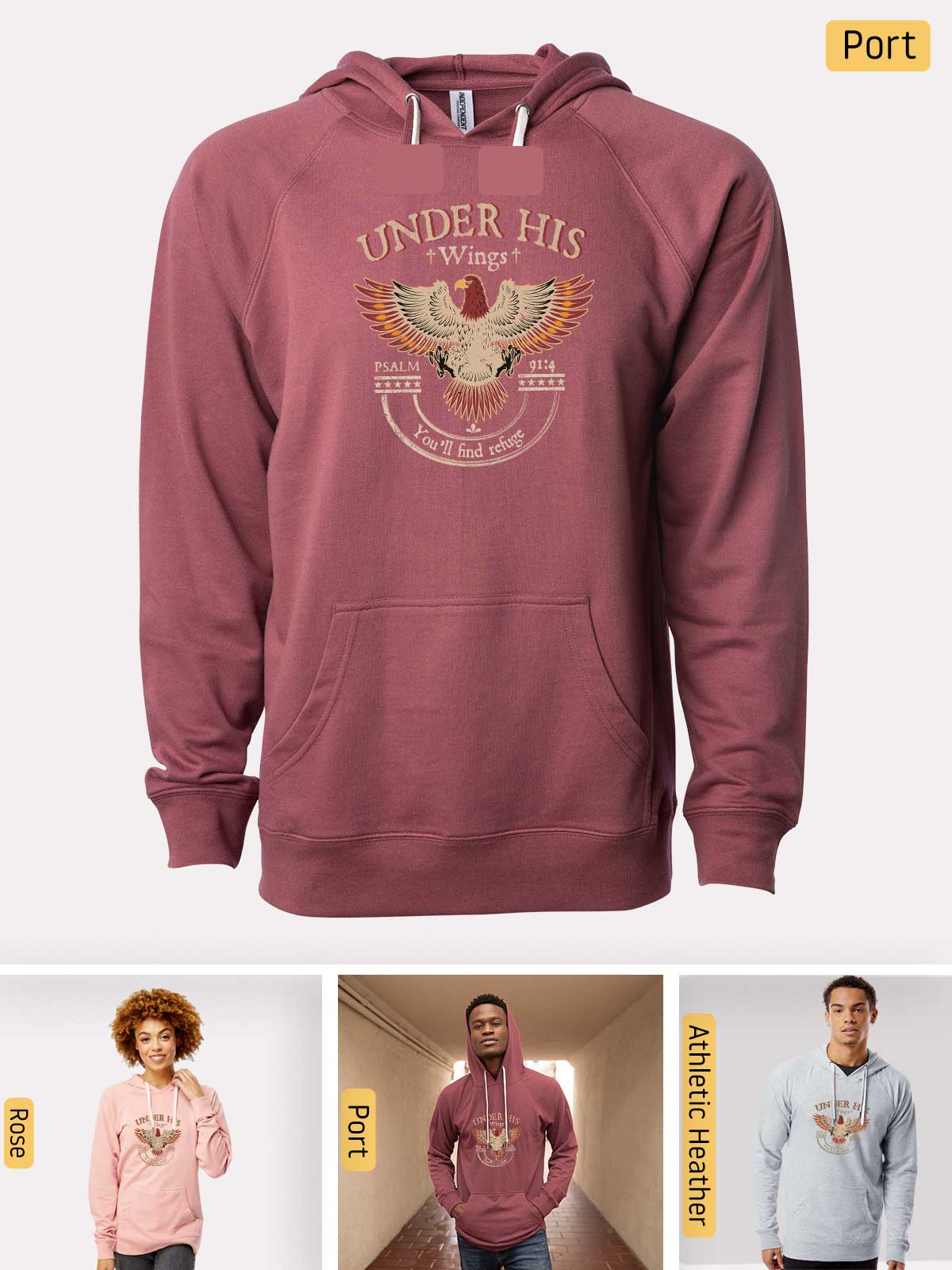 a man wearing a maroon hoodie with an eagle on it