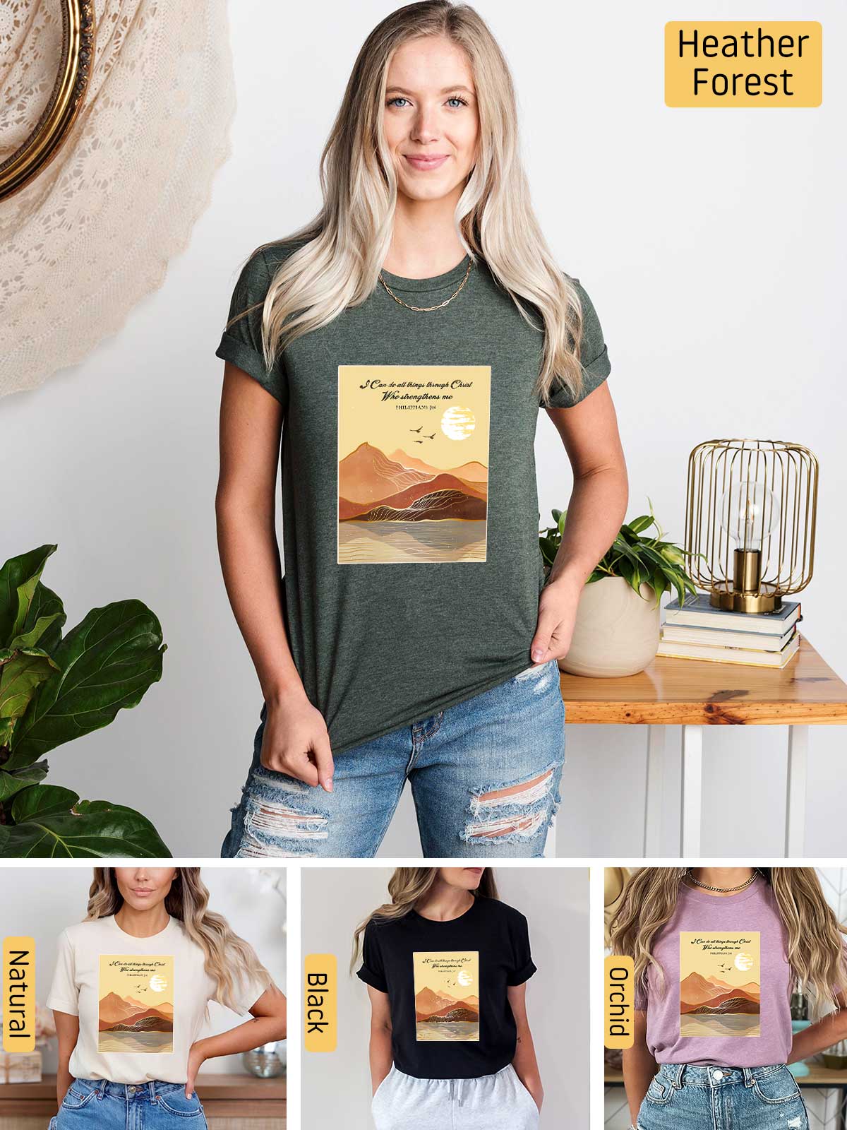 a collage of photos of a woman wearing a t - shirt