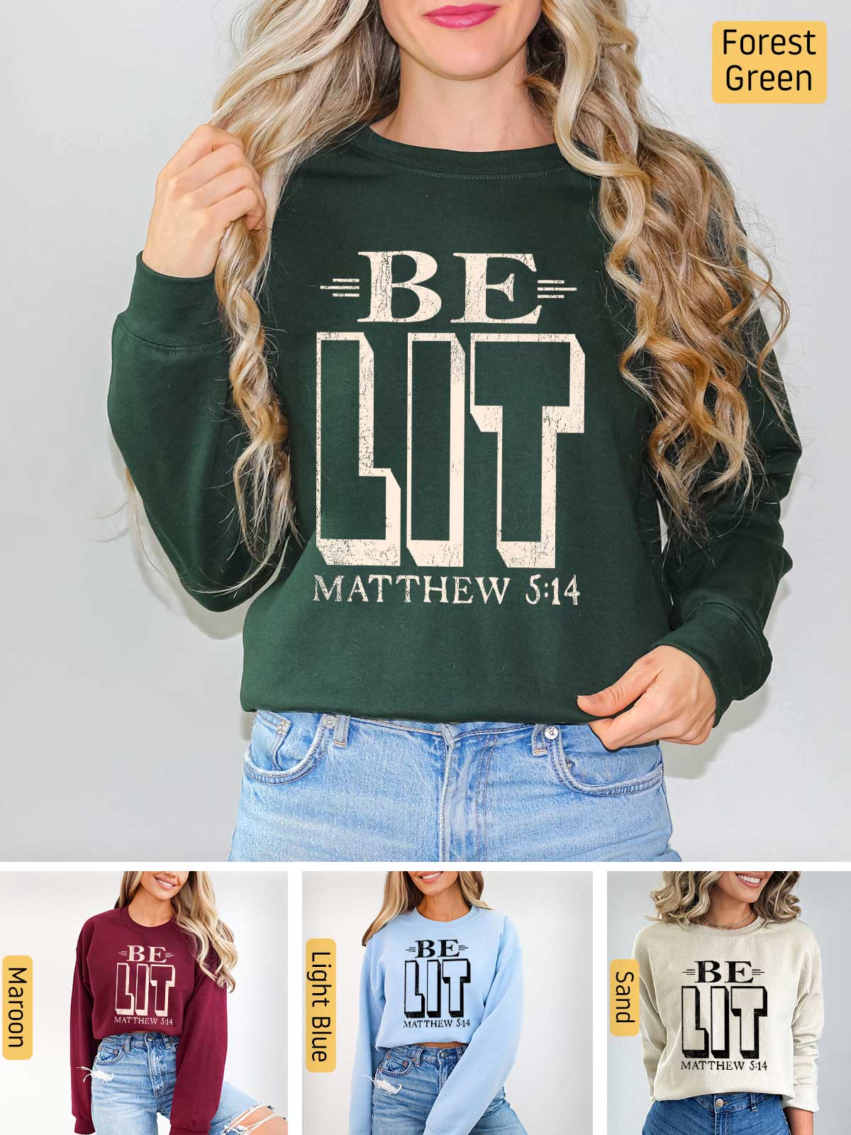 a woman wearing a sweatshirt with the words be out printed on it