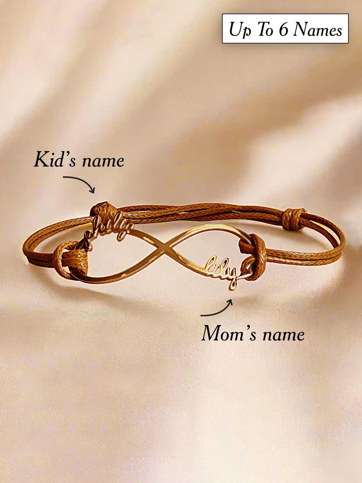 a close up of a bracelet with a name on it