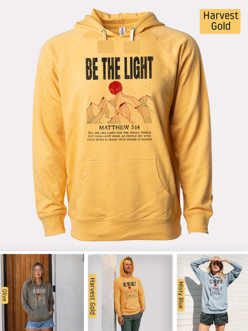 Be the Light - Matthew 5:14 - Lightweight, Unisex, Slim-Fit, Terry Loopback Hoodie