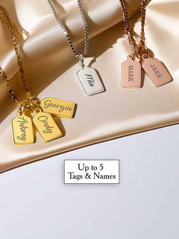 1-5 Tag Bars Name Necklace - Ideal for Moms & Grandmoms