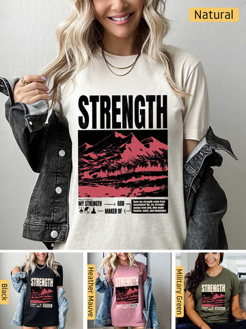 Strength, I Lift My Eyes to the Mountains - Psalm 121: 1-2 - Lightweight, Unisex T-Shirt