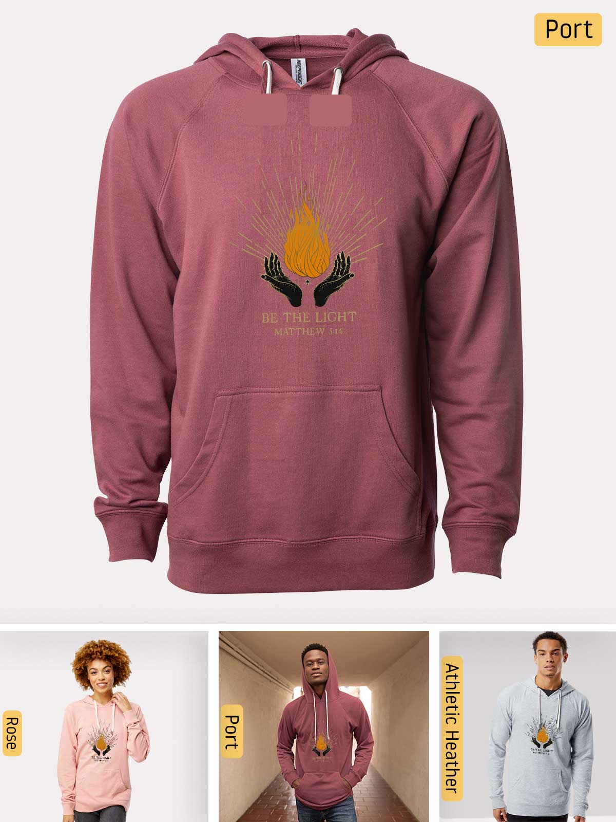 a man wearing a hoodie with a fire on it