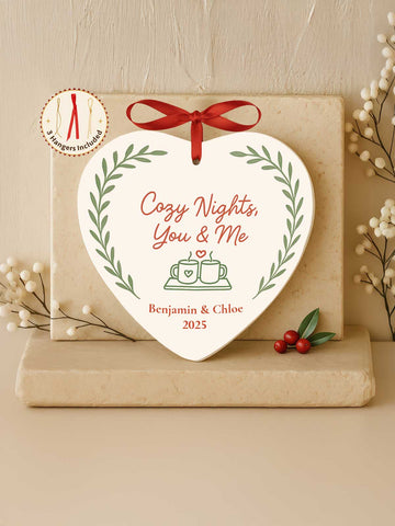 Couples Ornament – Cozy Nights (Heart Wreath)