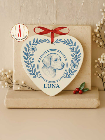 Golden Retriever Heart Ornament – Laurel Line Art