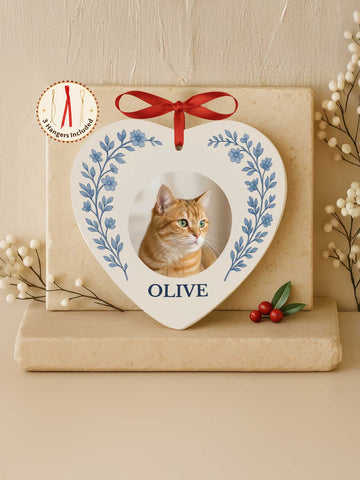 Cat Ornament – Heart Photo Laurel