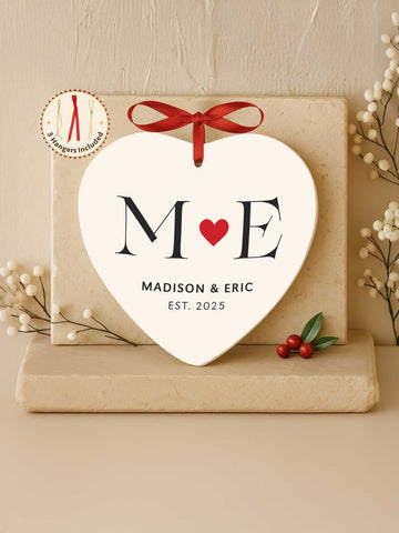 Couples Ornament – Initials Monogram (Heart)