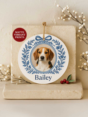 Dog Ornament – Toile Laurel Photo