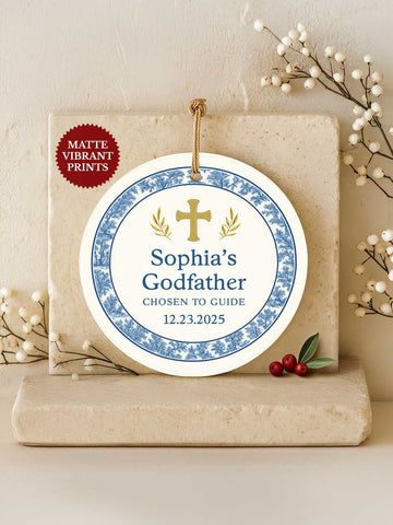 Godfather Ornament – Laurel Cross (Name & Date)