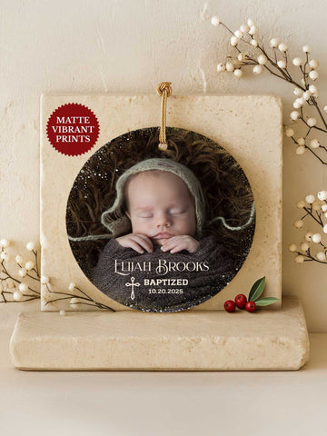 Baptism Ornament – Photo Wreath