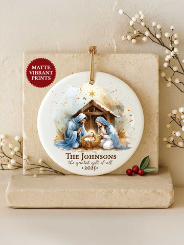 Nativity Ornament – Watercolor Crèche