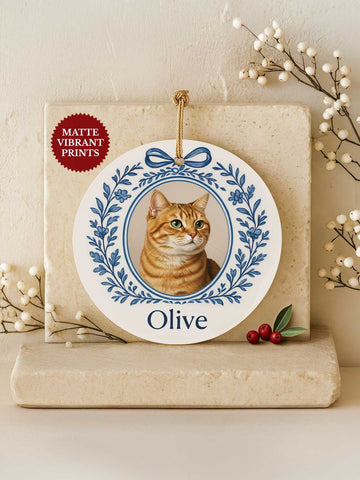 Cat Ornament – Toile Laurel Photo