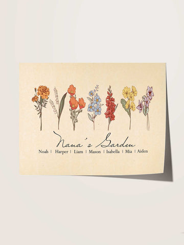 Custom Birth Flower Print – Horizontal No Border