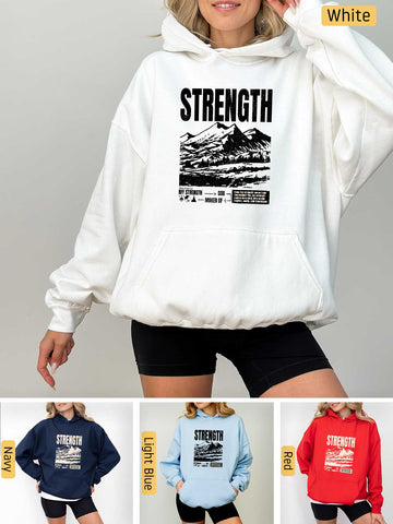 Strength, I Lift My Eyes to the Mountains - Psalm 121: 1-2 - Medium-heavyweight, Unisex Hoodie