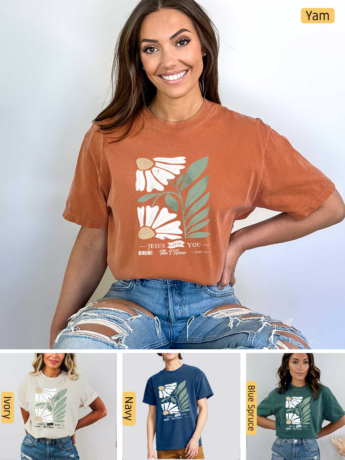 a collage of photos of a woman wearing a t - shirt