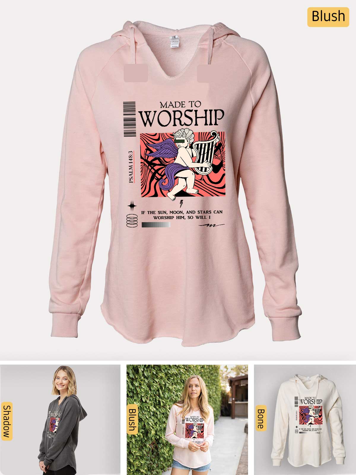 a women's hoodie with a picture of a woman's shirt and