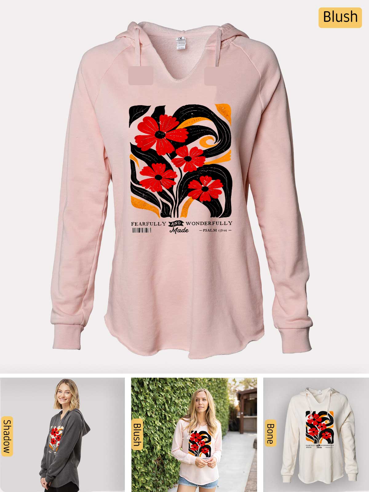 a women's hoodie with a picture of a flower on it