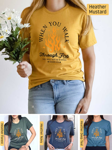 Walk Through the Fire, Firefighter - Isaiah 43:2-3 - Lightweight, Unisex T-Shirt