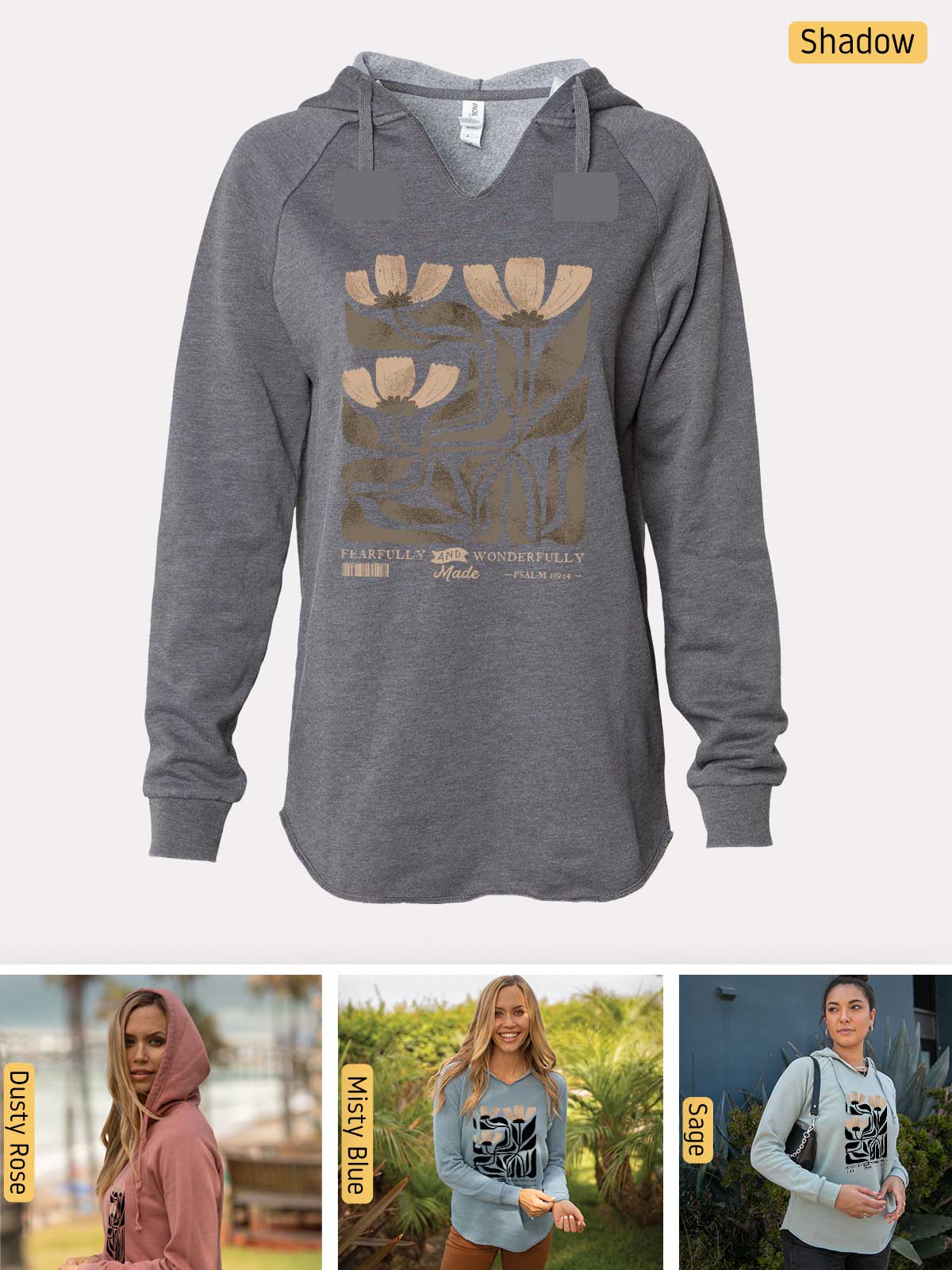 a women's hoodie with a picture of a woman wearing a hoodie