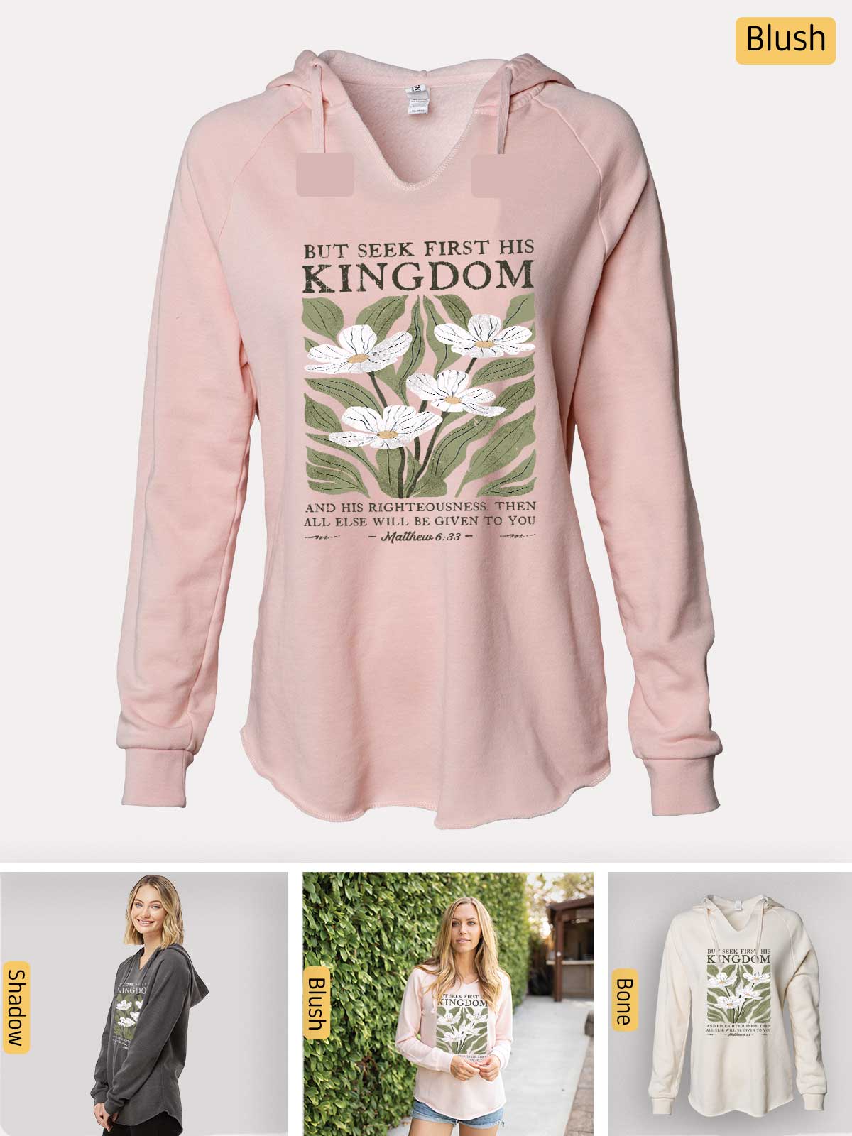 a pink hoodie with a picture of a flower on it