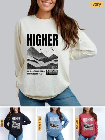 God is Higher - Romans 8:38-39 - Medium-weight, Unisex Longsleeve T-Shirt