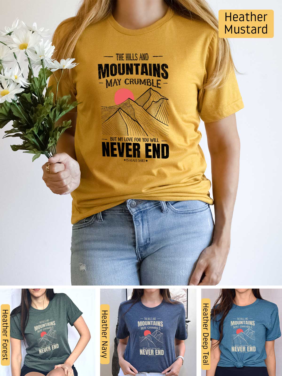 a collage of photos of a woman wearing a mountain t - shirt