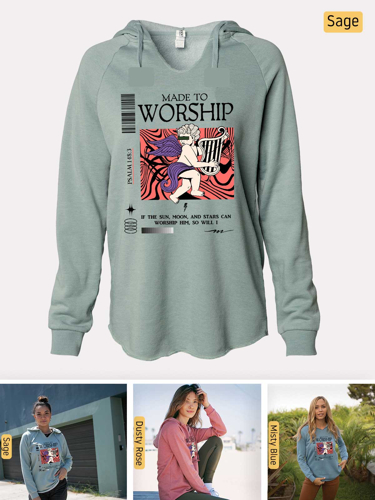 a women's sweatshirt with a picture of a woman on it