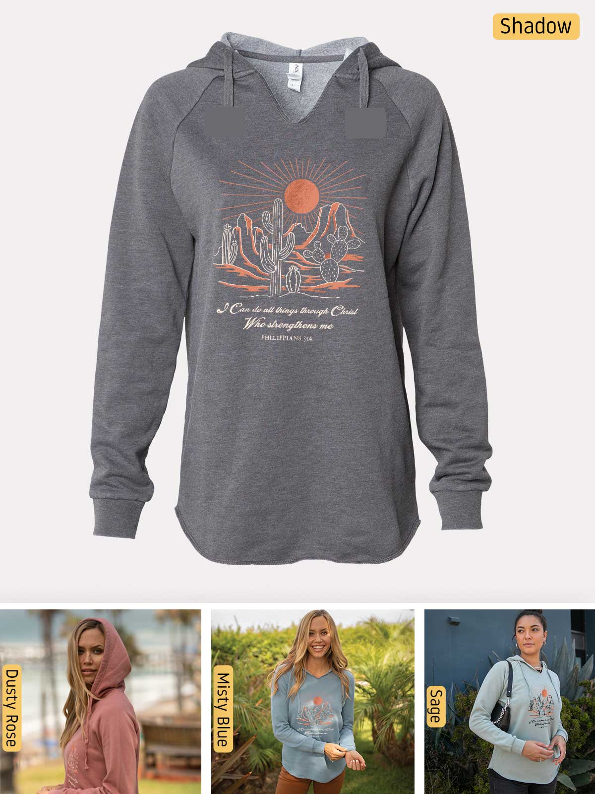 a women's hoodie with a picture of a woman wearing a sweatshirt and