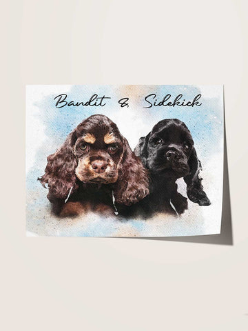 Personalized Pet Portrait (2+ Pets) – Watercolor Style