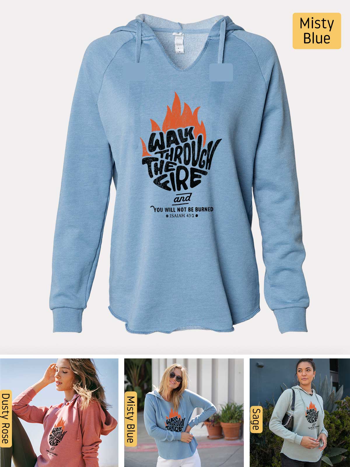 a blue hoodie with the words park through fire on it