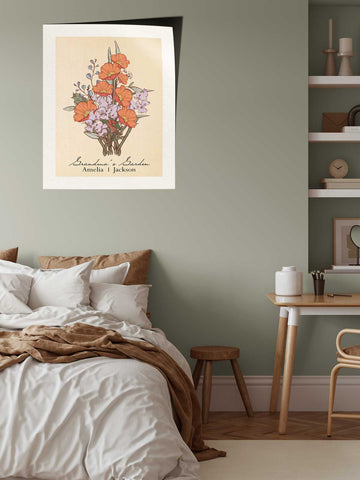 Vertical Birth Flower Bouquet Print – With Border