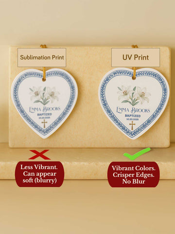Baptism Ornament – Heart Cross & Laurel