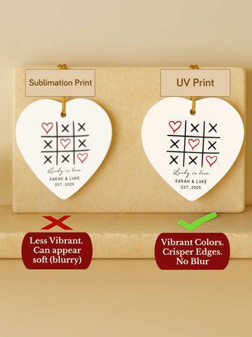 Couples Ornament – Lucky in Love Tic-Tac-Toe (Heart)