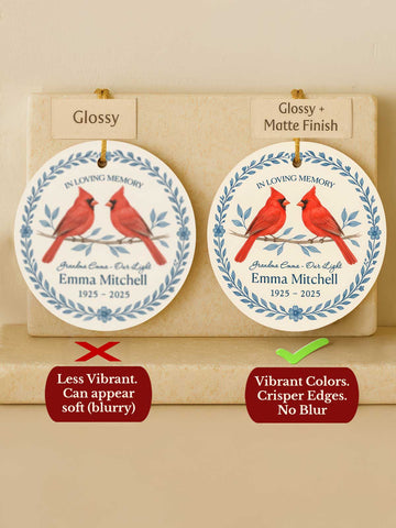 Cardinal Memorial Ornament – Pair & Laurel
