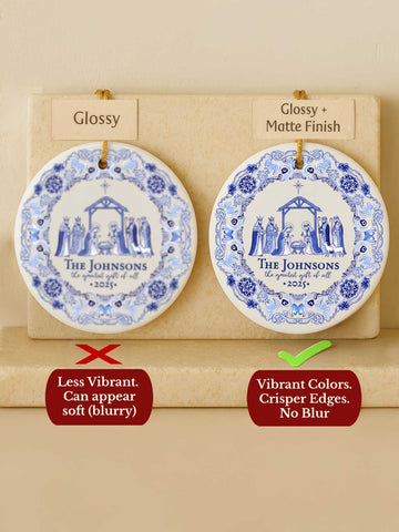 Nativity Ornament – Blue Toile Crèche