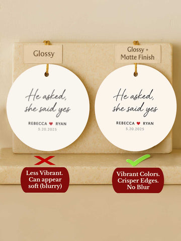 Engagement Ornament – He Asked, She Said Yes (Circle)