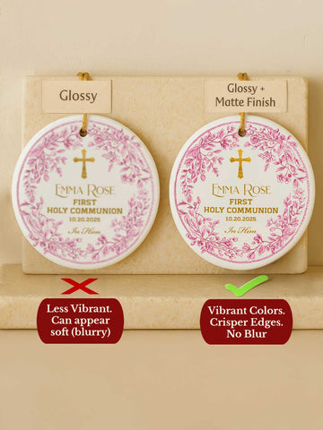 First Communion Ornament – Pink Floral Wreath