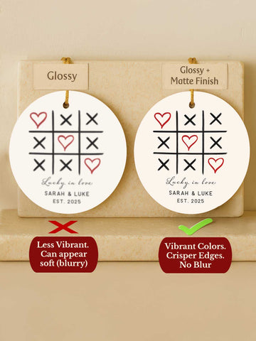 Couples Ornament – Lucky in Love Tic-Tac-Toe (Circle)