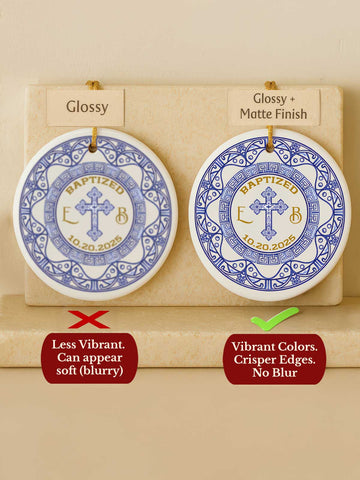 Baptism Ornament – Blue Emblem (Initials)