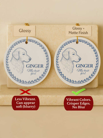 Dog Ornament – Blue Line Art Portrait