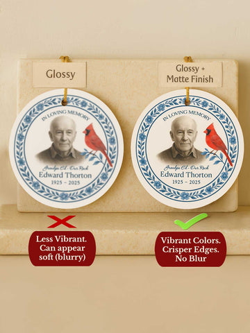 Cardinal Memorial Ornament – Photo & Laurel
