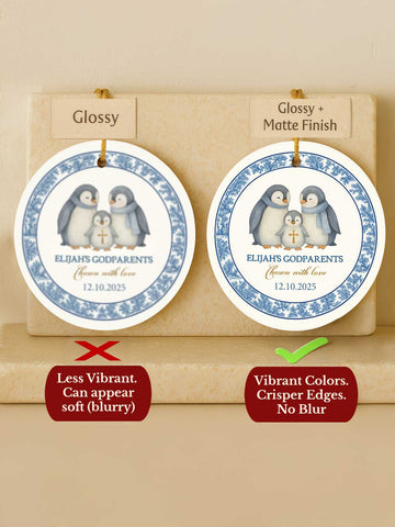 Godparents Ornament – Penguins & Laurel