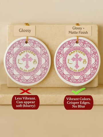 Baptism Ornament – Pink Emblem (Initials)